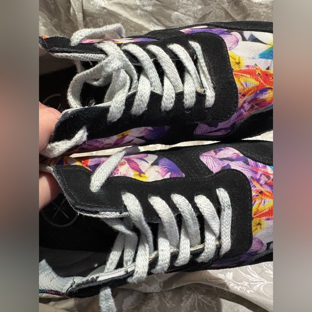 Inkkas Caladium black suede tropical floral sneakers 11 - Picture 2 of 9